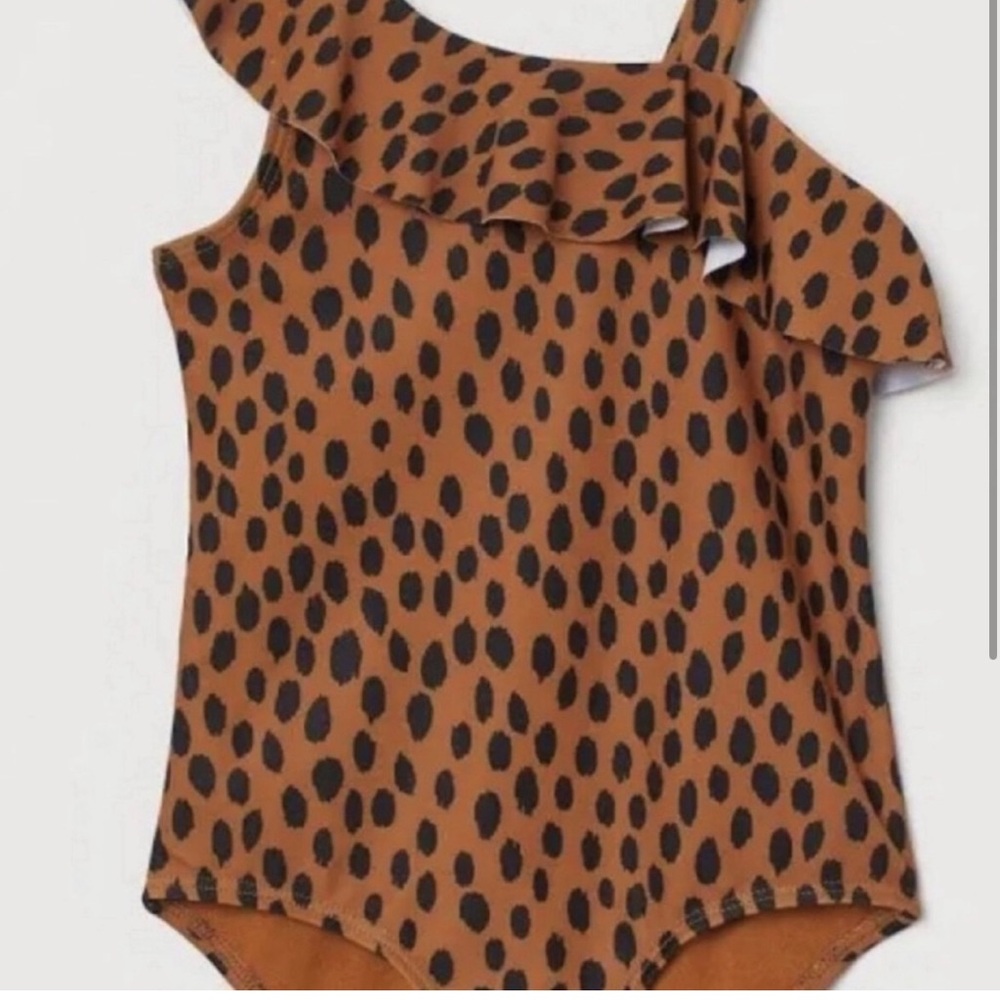 H&M Brown and Black One Piece Swimsuit with Animal Print
